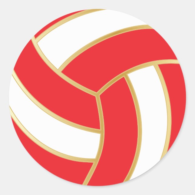 Sticker Rond Volley-ball rouge, or et blanc (Devant)
