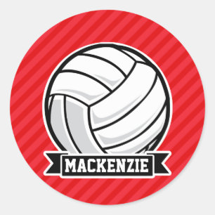 Sticker Rond Volley-ball sur bandes diagonales rouges