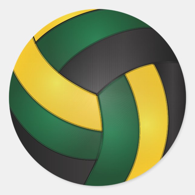 Sticker Rond Volley-ball vert foncé, jaune or et noir (Devant)