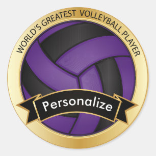 Sticker Rond Volley violet et noir   Nom do-it-yourself