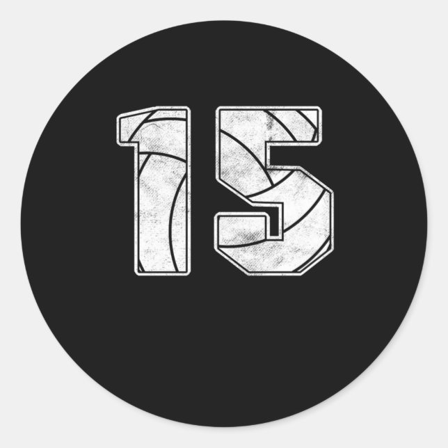 Sticker Rond Volleyball 15 e Anniversaire Célébration Sport Cad (Devant)