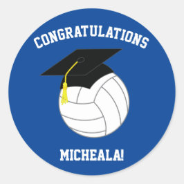 Sticker Rond Volleyball Graduation Sports Blue