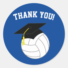 Sticker Rond Volleyball Graduation Sports Blue
