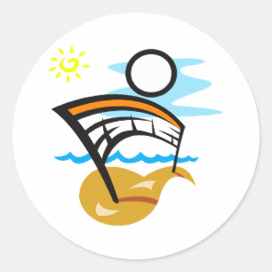 Sticker Rond Volleyball Net & Ball