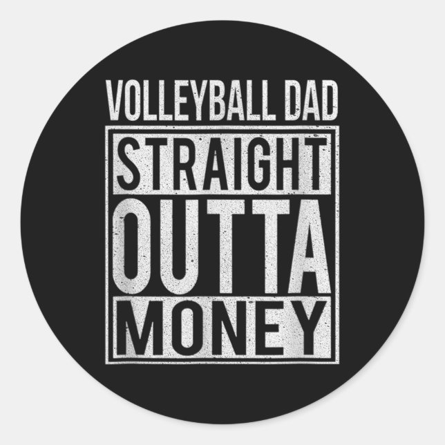 Sticker Rond Volleyball papa droit devant l'argent Je m'amuse (Devant)