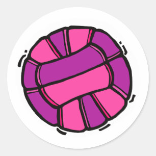 Sticker Rond Volleyball rose et pourpre