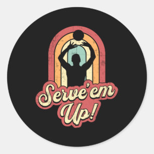 Sticker Rond Volleyball Serve'em up Beach Volleyball