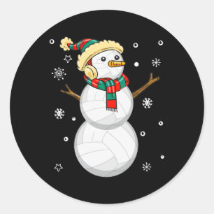 Sticker Rond Volleyball Snowman cadeau de Noël Tee Noël Snowmie