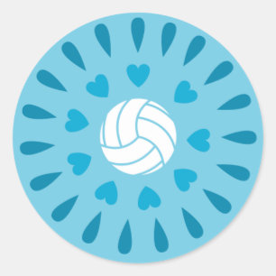 Sticker Rond Volleyballs bleu Motif Kaleidoscope