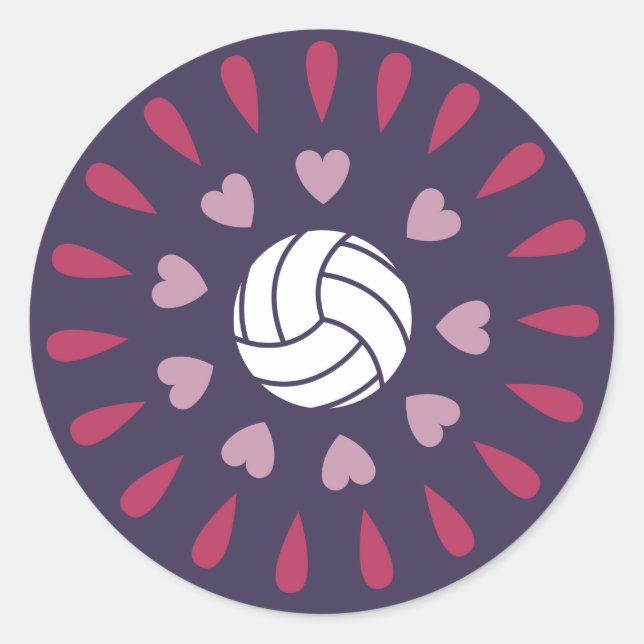 Sticker Rond Volleyballs rose et violet Motif Kaleidoscope (Devant)