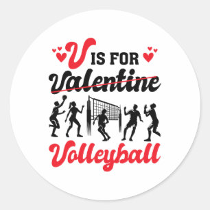 Sticker Rond Volleybyll Heart V est pour Valentine Volleyll Loo