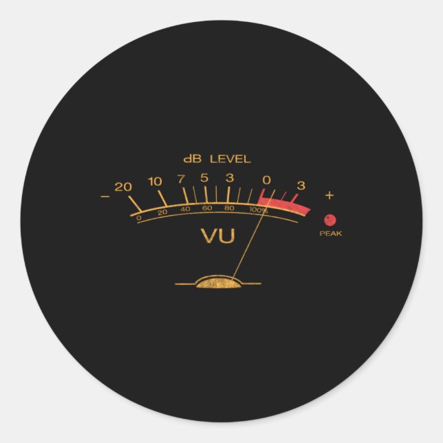 Sticker Rond Volume Vu Meter Audio Engineer Enregistrement Stud (Devant)