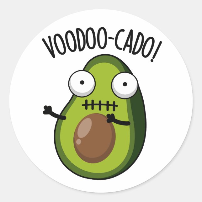 Sticker Rond Voodoo-cado Funny Avocado Pun (Devant)