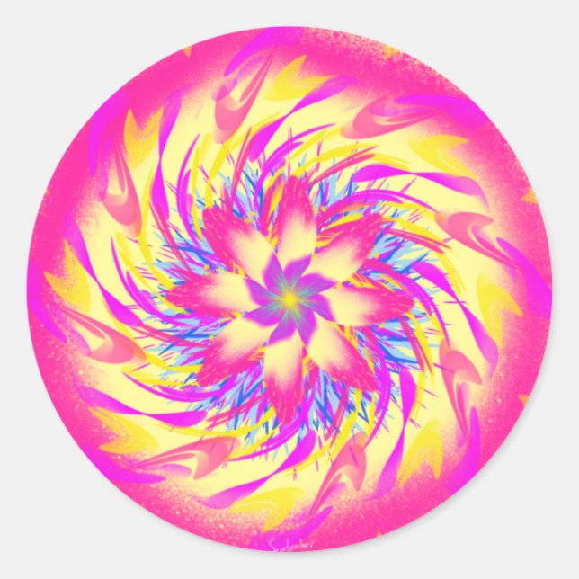Sticker Rond Vortex de framboise par pwrflwr (Devant)
