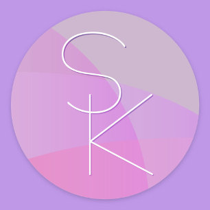 Sticker Rond Vos initiales de chevauchement Géométrique rose