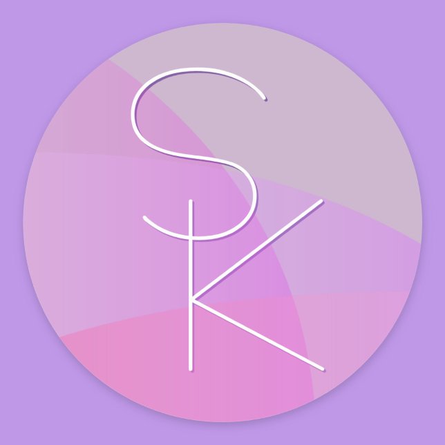 Sticker Rond Vos initiales de chevauchement | Géométrique rose  (Créateur téléchargé)