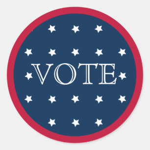 Sticker Rond Vote 2020 Elegant Rouge Blanc et Bleu
