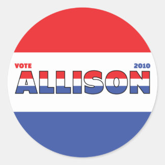Sticker Rond Vote Allison Élections 2010 Rouge Blanc et Bleu
