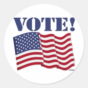 Sticker Rond VOTE ! avec le drapeau américain