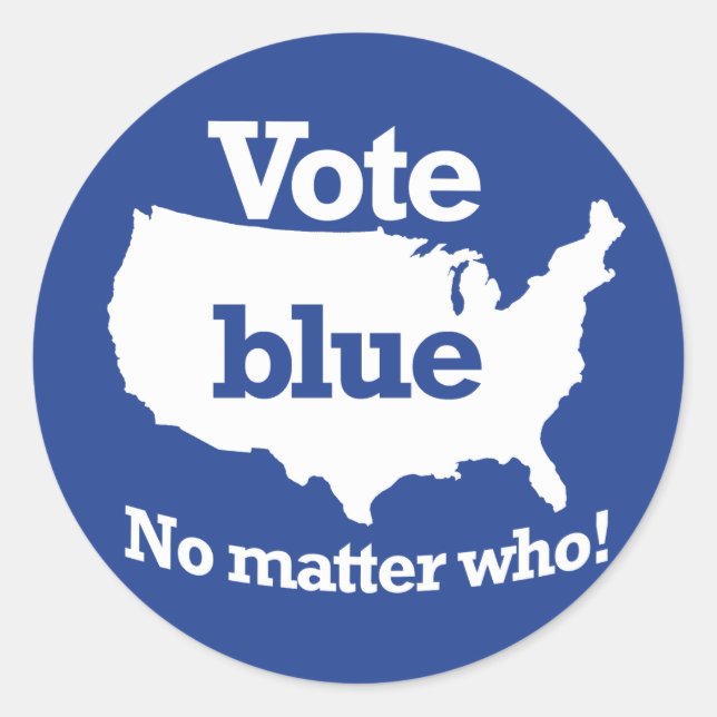 Sticker Rond Vote Bleu Peu Importe Qui (Devant)
