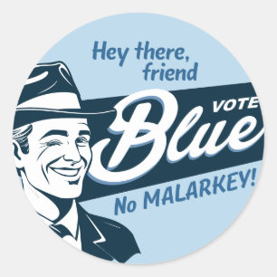 Sticker Rond Vote bleu   Retro Funny Guy  