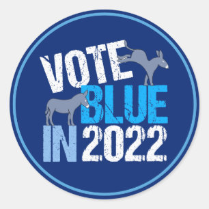 Sticker Rond Vote Blue en 2022 Démocrate Donkey Élection de mi-