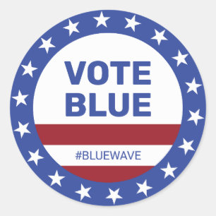 Sticker Rond Vote Blue Stars Stripes Blue Wave Election