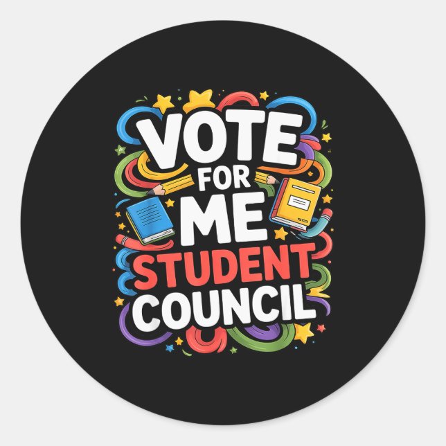 Sticker Rond Vote For Me Student Council Great Vibes School Ele (Devant)