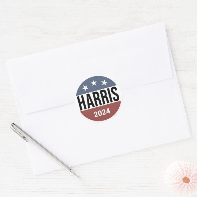 Sticker Rond Vote Harris Democrat Party (Enveloppe)
