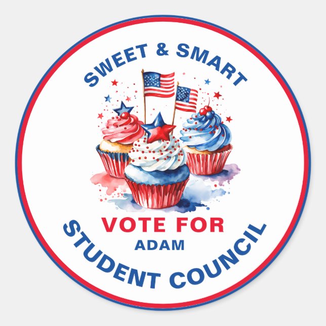 Sticker Rond Vote intelligent pour le président de classe : cup (Devant)