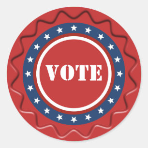 Sticker Rond VOTE Patriotique Américaine Sceau De Cire Rouge