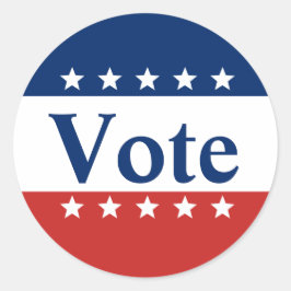 Sticker Rond Vote Patriotique Rouge Blanc et Bleu