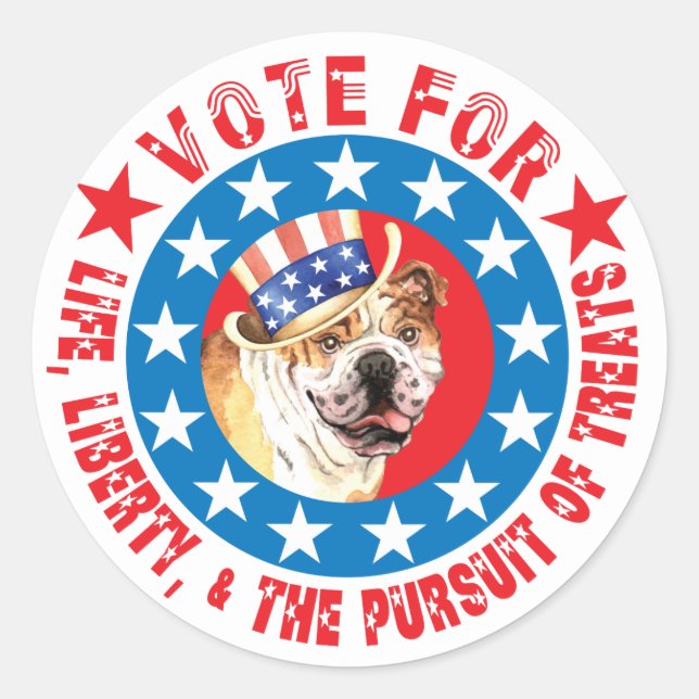 Sticker Rond Vote pour Bulldog (Devant)