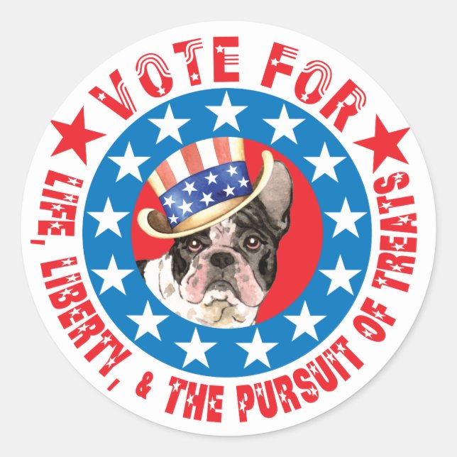 Sticker Rond Vote pour Frenchie (Devant)