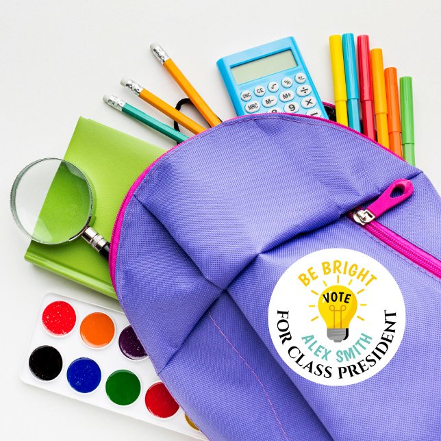 Sticker Rond Vote pour un président de classe Be Bright Vote (Créateur téléchargé)