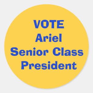 Sticker Rond VOTE Président de classe supérieure Ariel