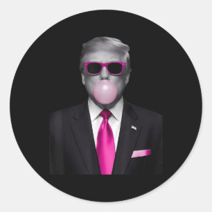 Sticker Rond Vote Président Funny Design Trump Pink Bubble Gum