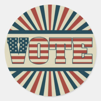 Sticker Rond Vote rétro, tout le matériel