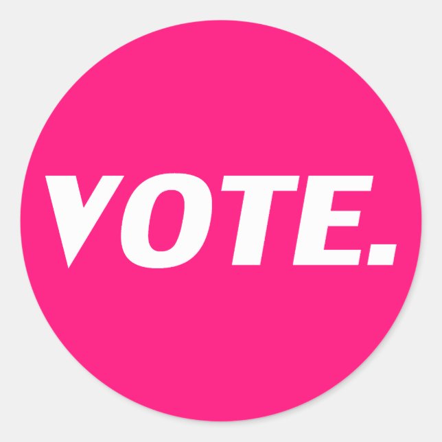 Sticker Rond "vote" - Rose chaud, magenta, blanc fuchsia (Devant)