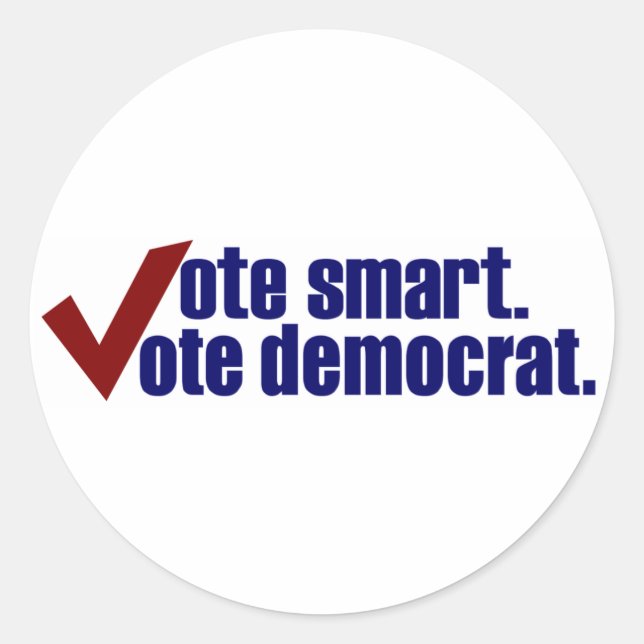 Sticker Rond Vote Smart Vote Democrat (Devant)