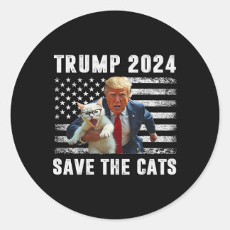 Sticker Rond Vote Trump 2025 Funny Save The Cats