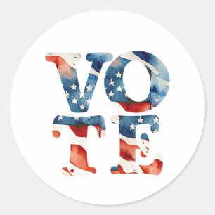 Sticker Rond Vote USA DRApeau patriotique aquarelle élection sc