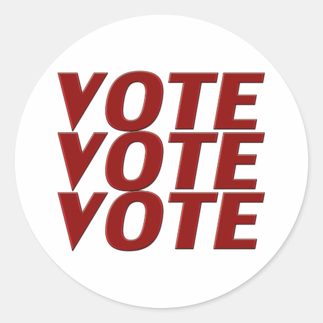 Sticker Rond Vote vote rouge typographie moderne blanc (Devant)
