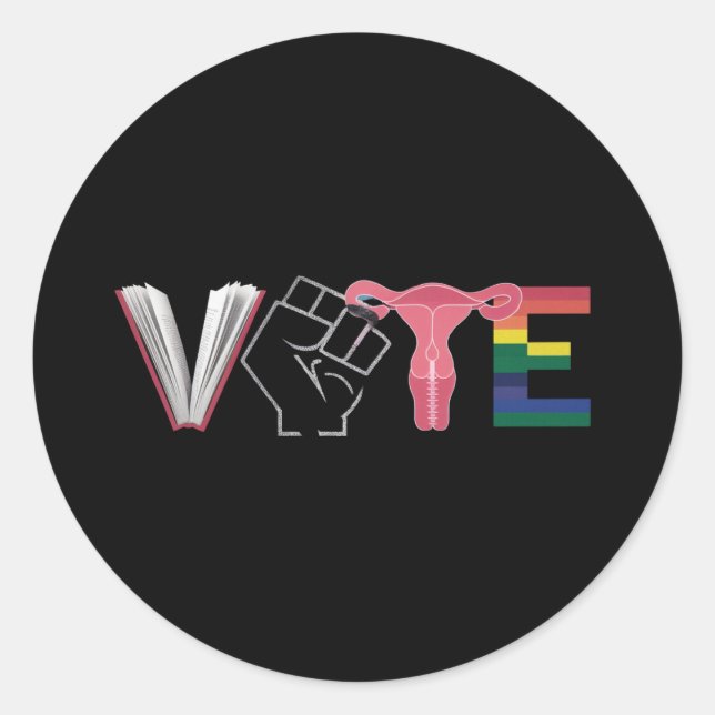 Sticker Rond Voter Les Droits Féministes Des Livres Interdits L (Devant)
