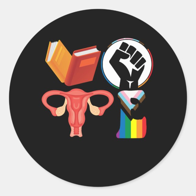 Sticker Rond Voter Livres Ovaires De Poing Lgbt Représente Oppr (Devant)