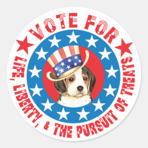 Sticker Rond Voter pour le Beagle