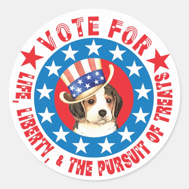 Sticker Rond Voter pour le Beagle (Devant)