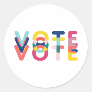 Sticker Rond Voter Vibrant Moderne Arc-en-ciel Politique