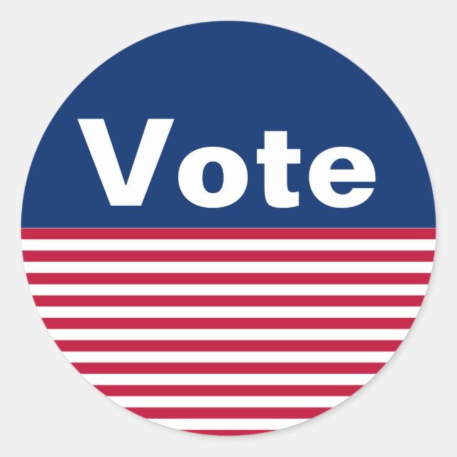Sticker Rond Votez Blue Red et White Stripes (Devant)