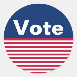 Sticker Rond Votez Blue Red et White Stripes